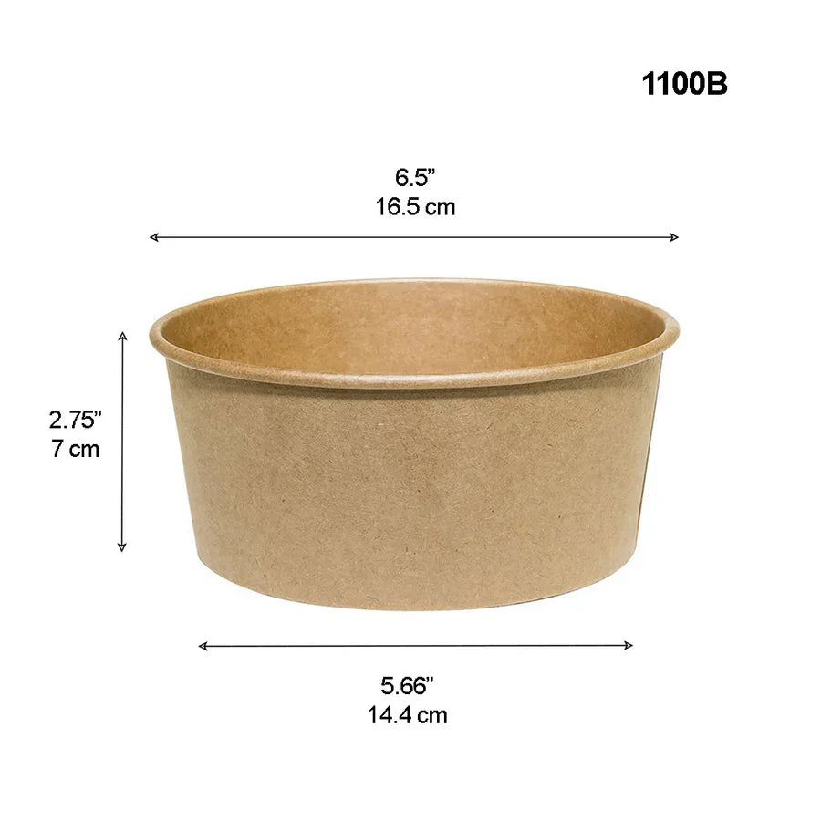 Kraft Round Paper Bowl, 37oz (165mm Top, Base Only), 300/case
