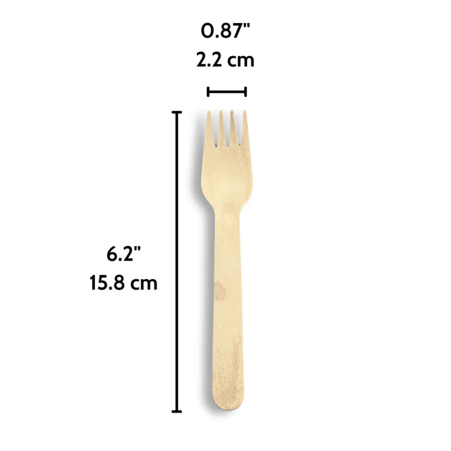 Wooden Fork, 6.2" (Compostable, Individually Wrapped), 1,000/case