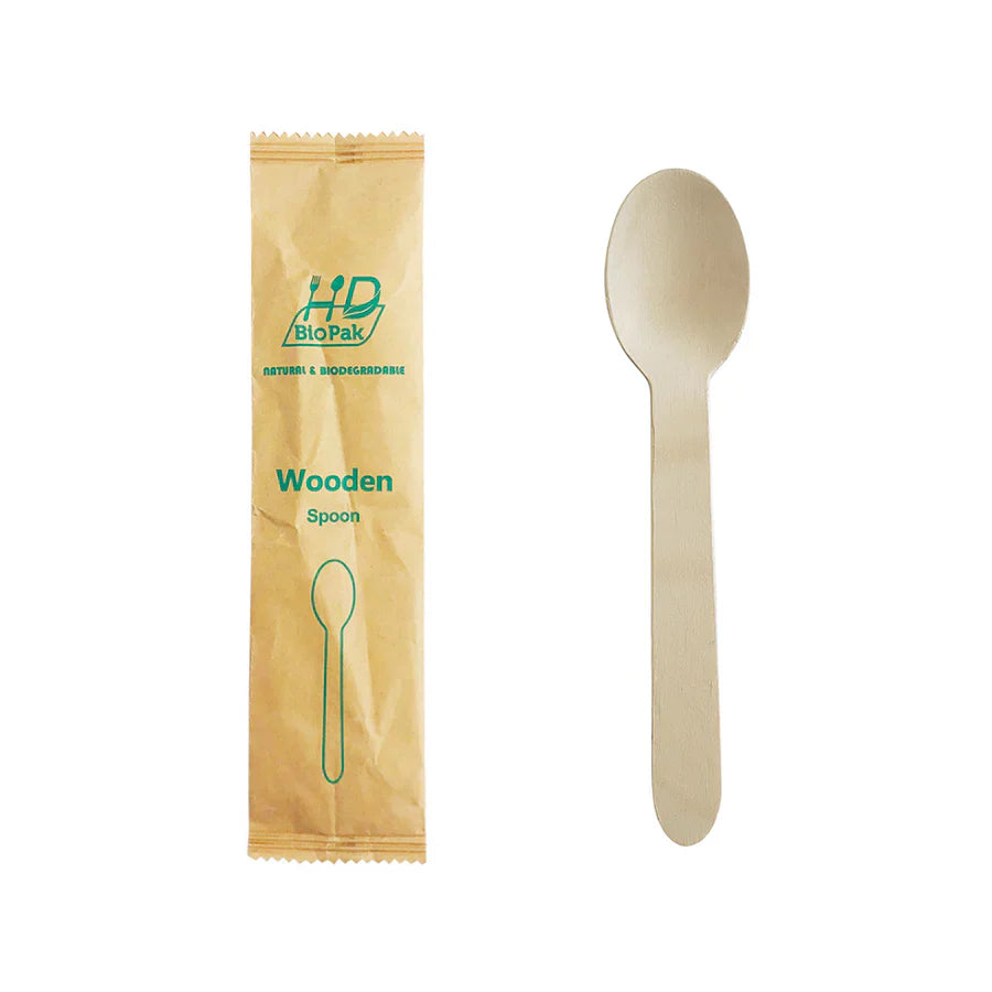 Wooden Spoon, 6.2" (Compostable, Individually Wrapped), 1,000/case
