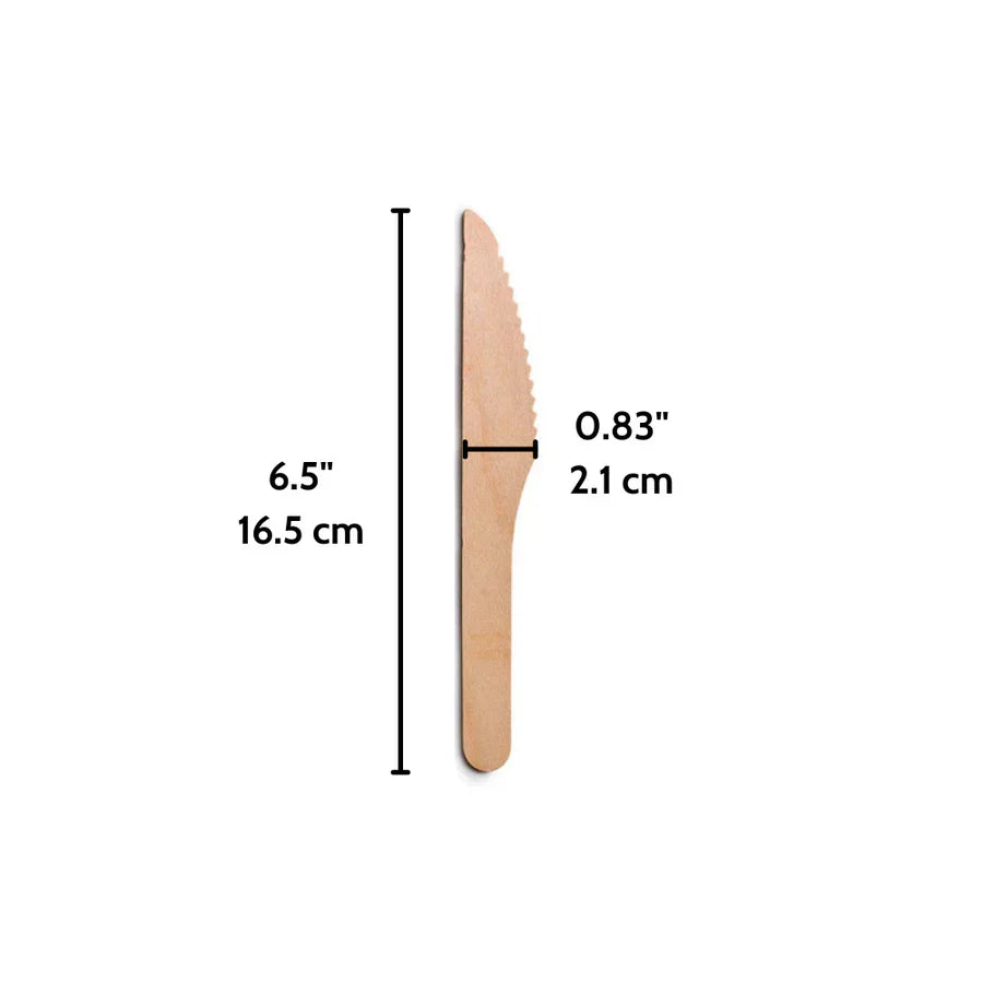 Wooden Knife, 6.5" (Compostable, Individually Wrapped), 1,000/case