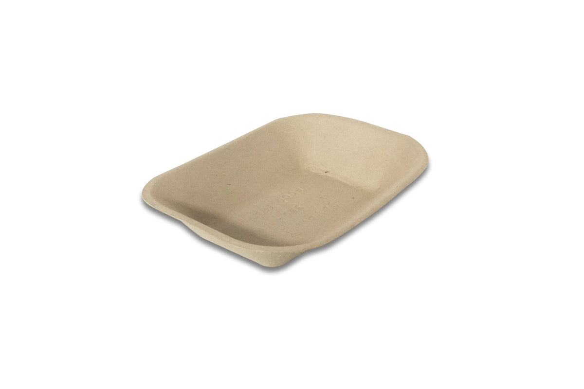 Kraft Paper Food Tray #100, 7" x 4.44" x 1.31" (Compostable), 1,000/case