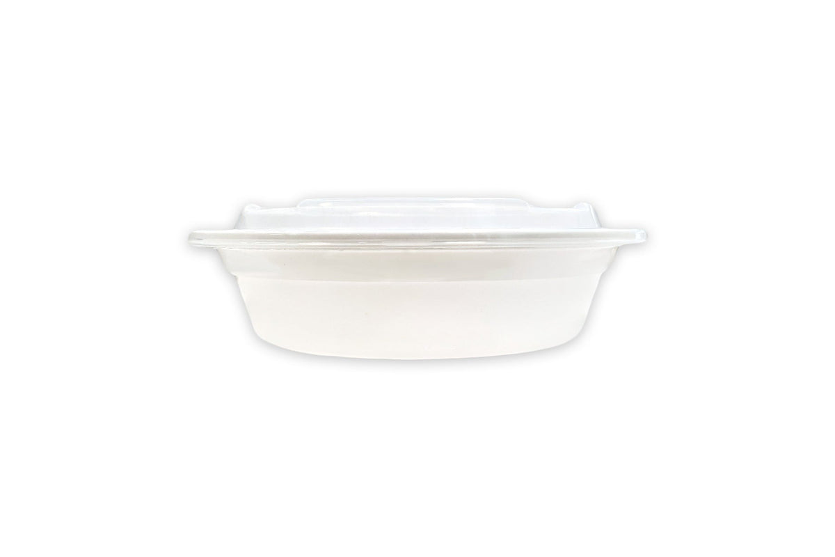 White PP Outer-Lock Bowl, 24oz (Microwaveable) W/ Lid, 150/case