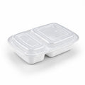 White PP Meal Prep Container W/ Lid, 2 Compartment, 32oz