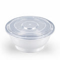 White PP Round Noodle Bowl W/ Lid (Microwaveable), 34oz