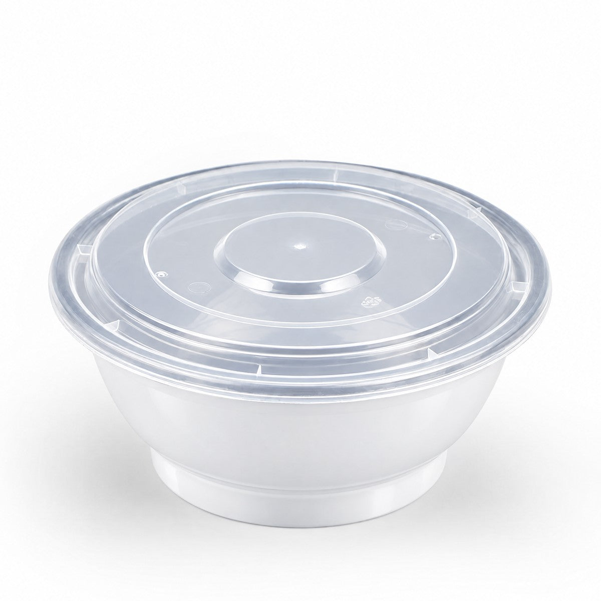 White PP Round Noodle Bowl W/ Lid (Microwaveable), 34oz