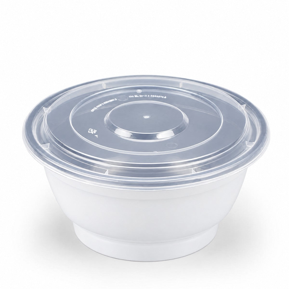 White PP Round Noodle Bowl W/ Lid (Microwaveable), 41oz
