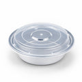 White PP Round Container W/ Lid (Microwaveable), 16oz