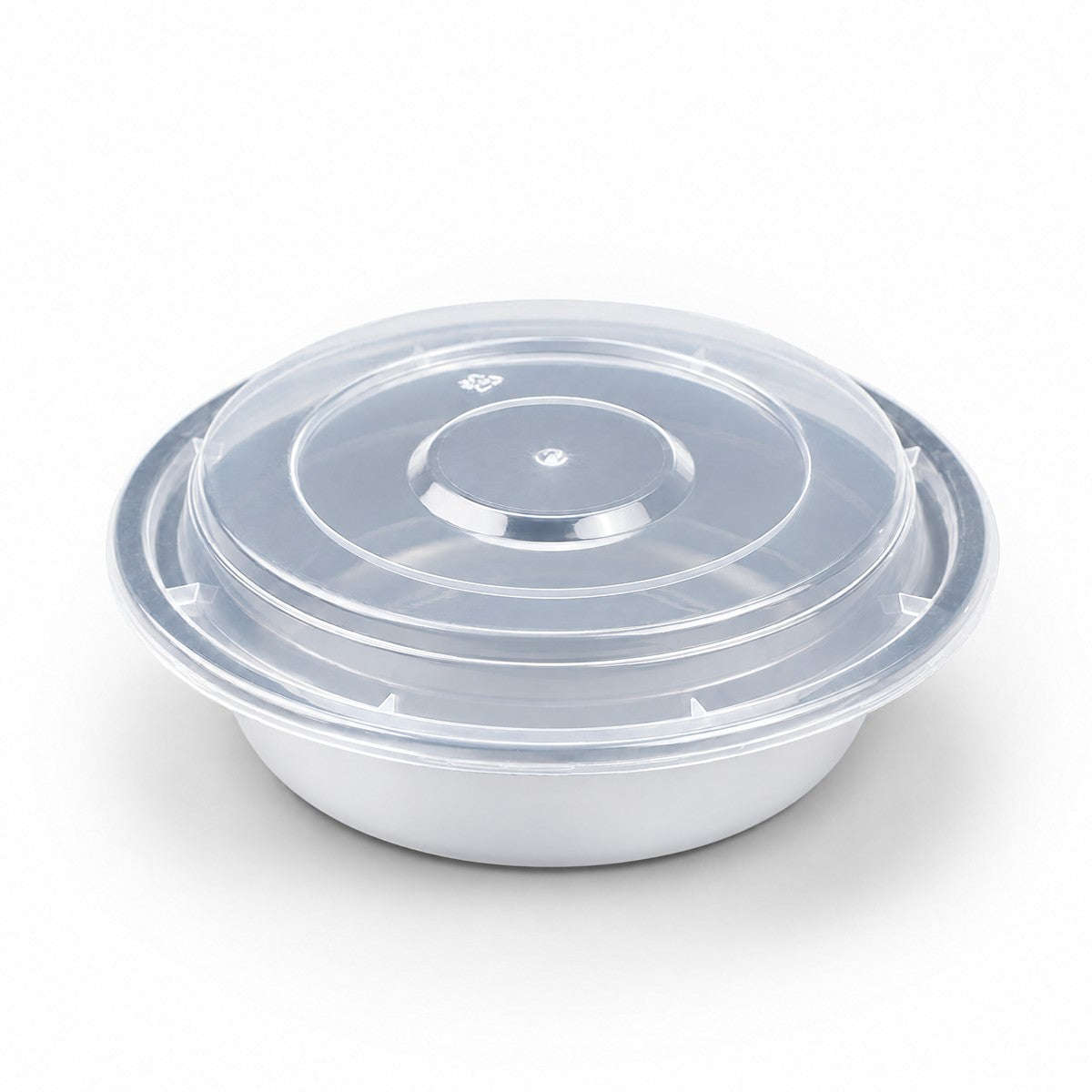 White PP Round Container W/ Lid (Microwaveable), 16oz