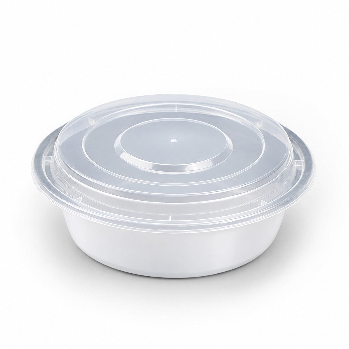 White PP Round Container W/ Lid (Microwaveable), 32oz