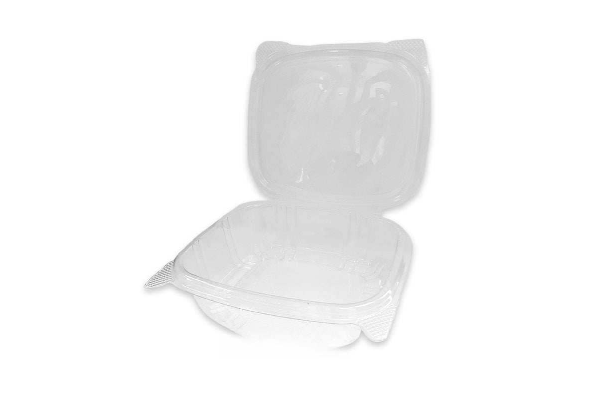 Clear PET Hinged Container, 24oz (6.25" x 5.4" x 2"), 200/case