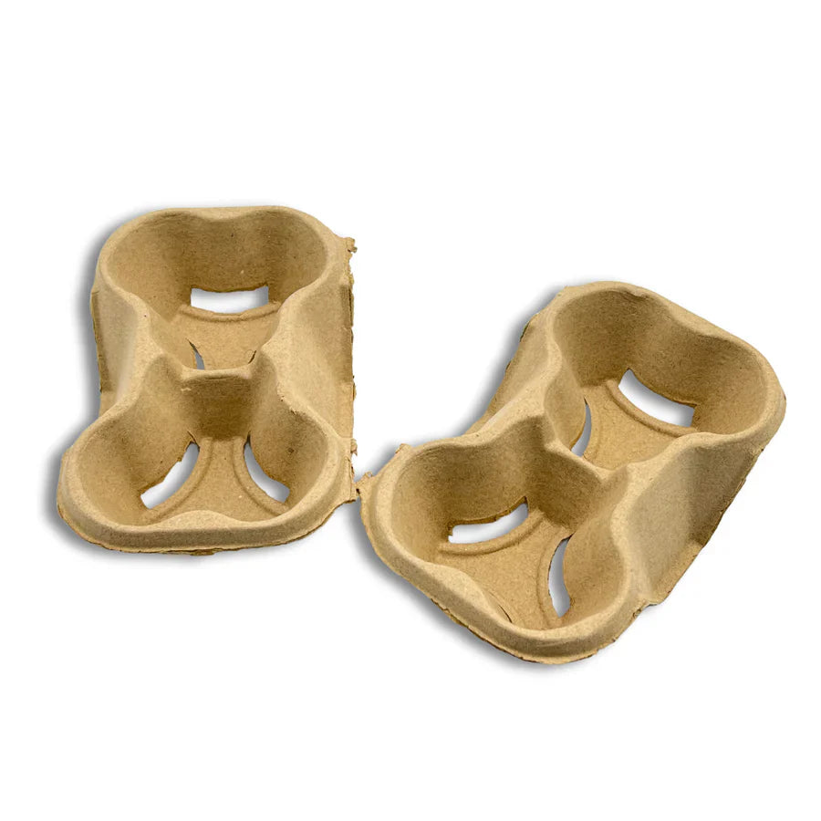 Kraft Paper 4-Cup Tray Holder, Splitable, 400/case
