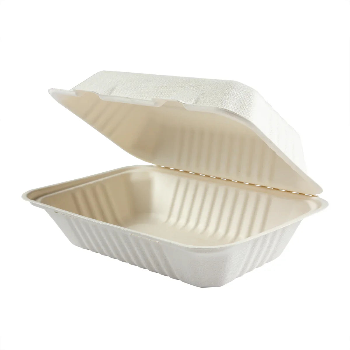 Natural Molded Fiber Clamshell, 9" x 6" x 3" (Rectangle), 200/case