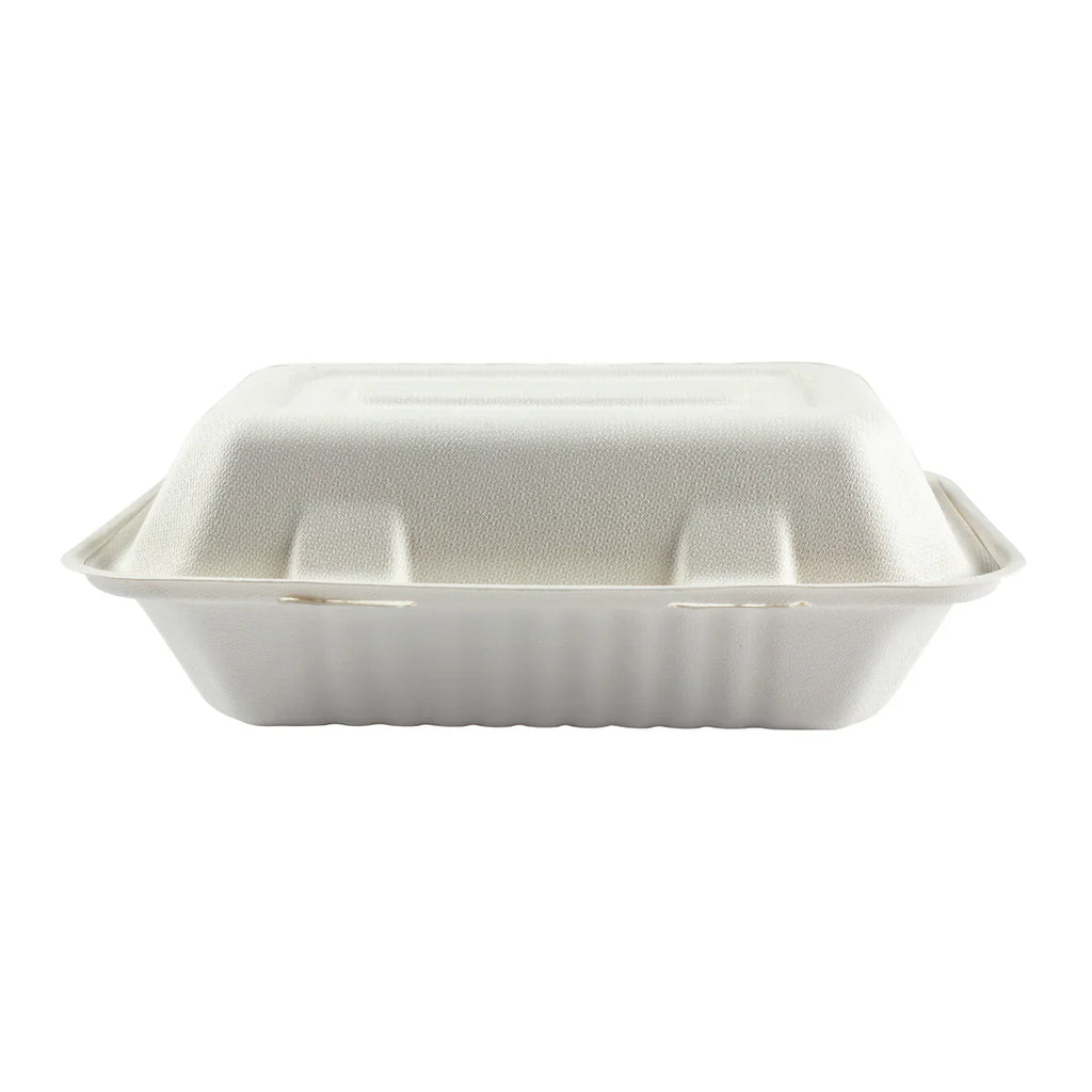 Natural Molded Fiber Clamshell, 9" x 6" x 3" (Rectangle), 200/case