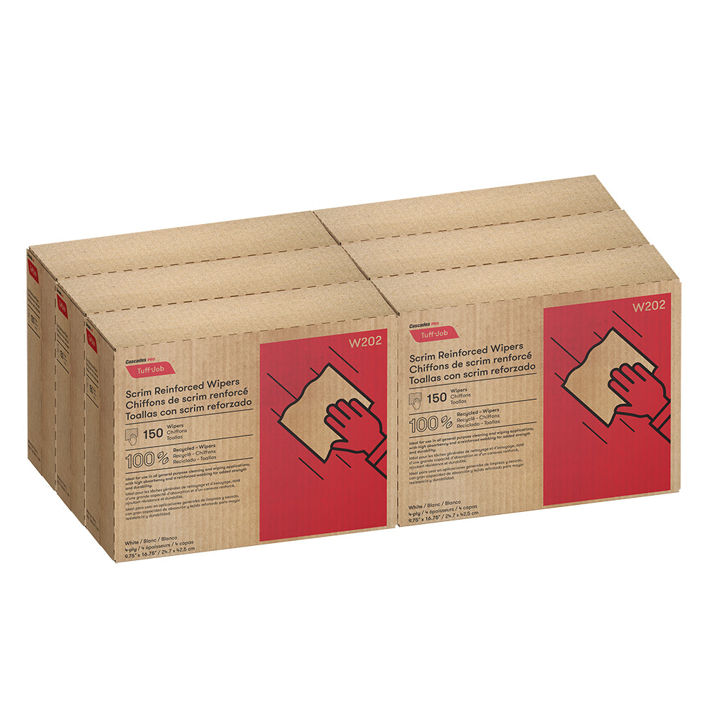 Cascades White Wiper Cloths, 6/case