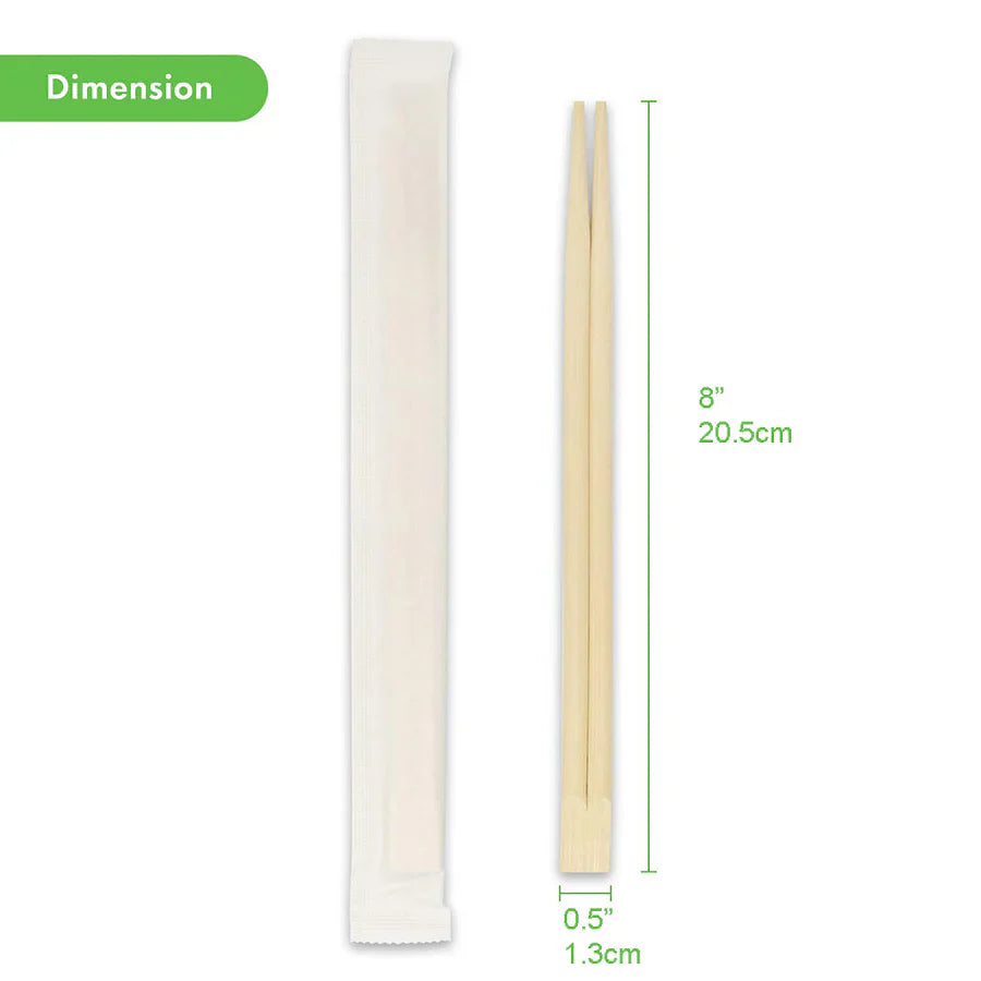 Bamboo Chopsticks, 8" (Individually Wrapped), 2,000/case