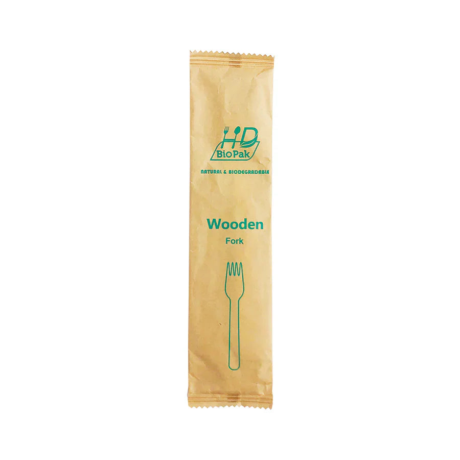 Wooden Fork, 6.2" (Compostable, Individually Wrapped), 1,000/case