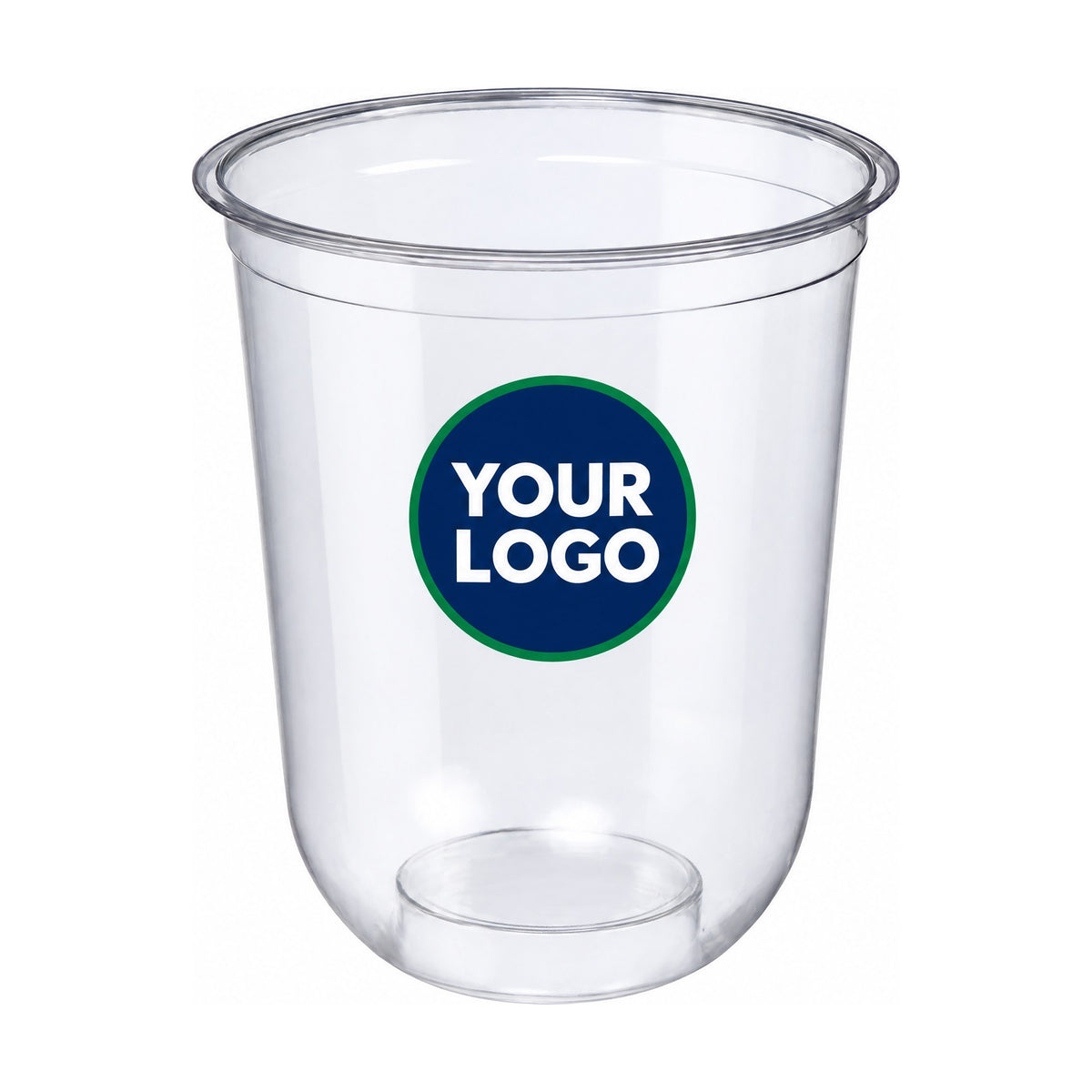 Custom printed clear PET U-shaped cold cup with your logo