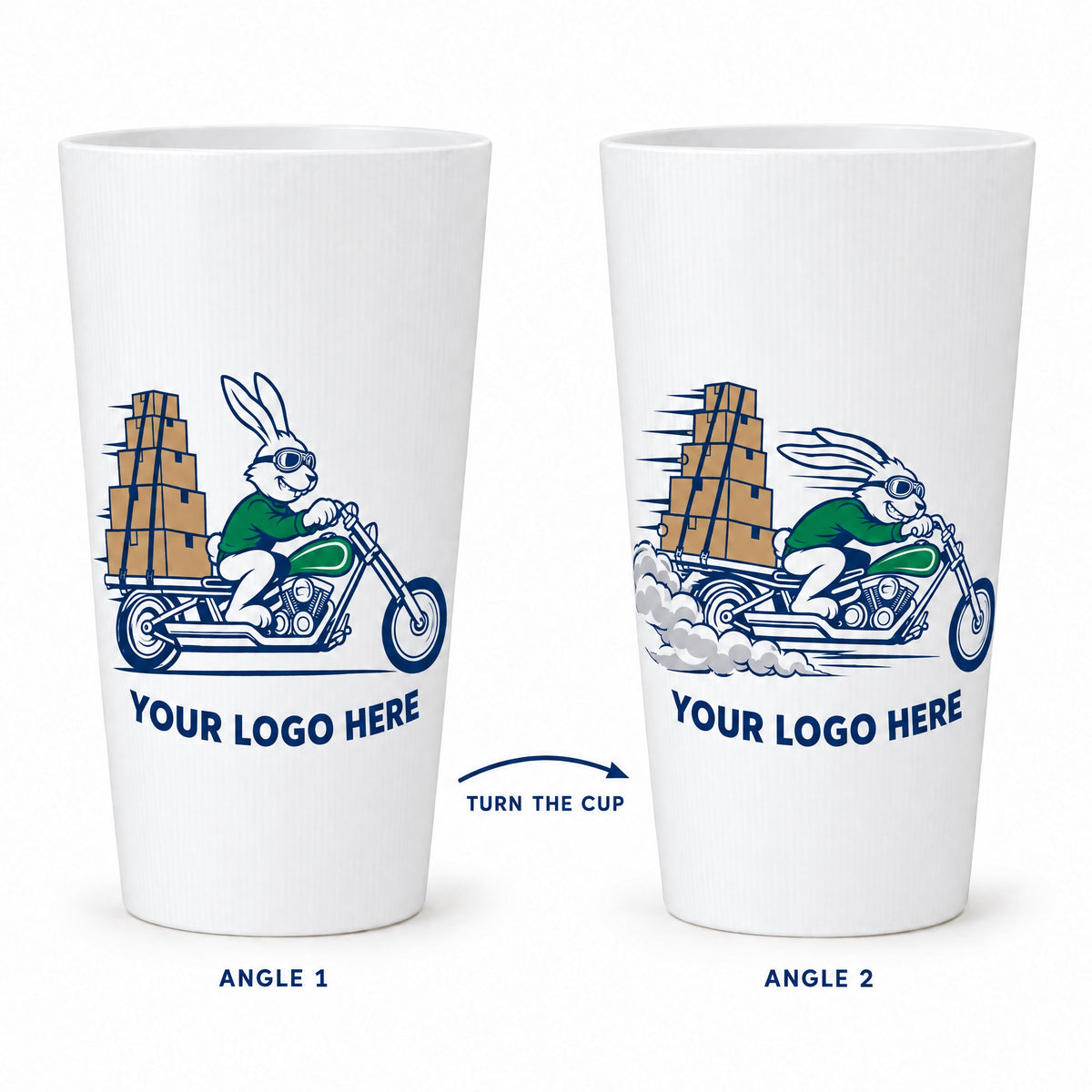 Custom Printed Lenticular Stadium Cups, the printed image changes as the cup turns, YOUR LOGO HERE