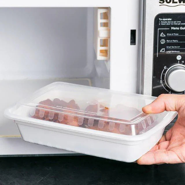 White PP Rectangular Container, 32oz (Microwaveable) W/ Lid, 150/case